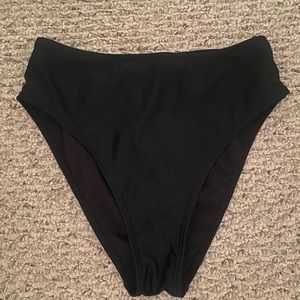black high-waisted swimsuit bottom